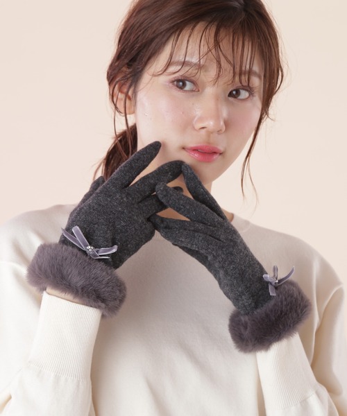 JILL STUART☆ ロゴ刺繍 レディースウール手袋☆ (JILLSTUART