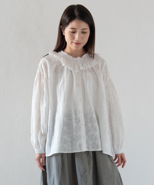 最終値下げ★SOULEIADO セルロースリネンプリントカスュクールブラウス 11/7通常販売】SOULEIADO 三角マチのバルーン袖ブラウスキット