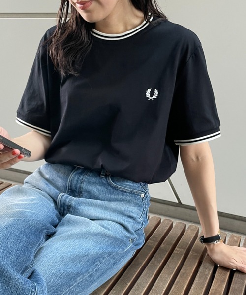 極美品】FRED PERRY ハイネック カットソー Tシャツ 半袖 千鳥格