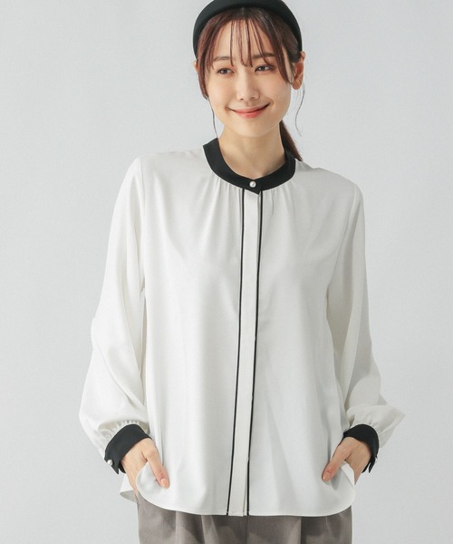 ブラウス シャツ WORK SHIRT レディース GLOBAL WORK ブラウス シャツ お手入れラクラクパイピング