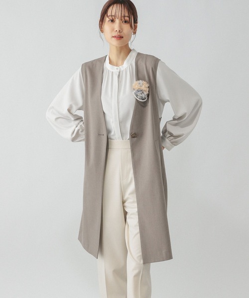 GLOBAL WORK ブラウス シャツ お手入れラクラクパイピング