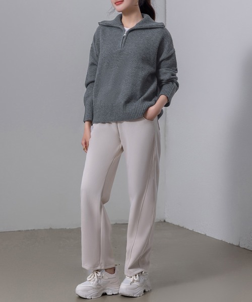 DAY CLOSET ニット セーター レディース 長袖2WAYハーフジップ