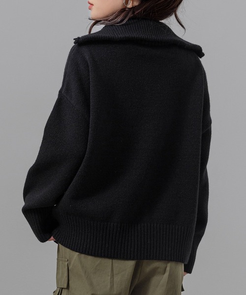 DAY CLOSET ニット セーター レディース 長袖2WAYハーフジップ