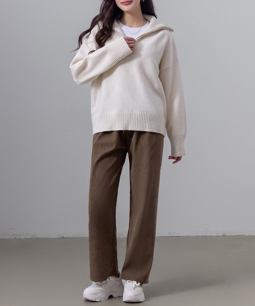 DAY CLOSET ニット セーター レディース 長袖2WAYハーフジップ