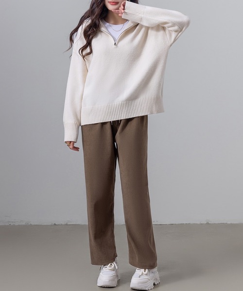 DAY CLOSET ニット セーター レディース 長袖2WAYハーフジップ