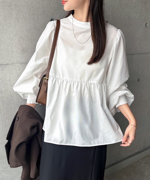 andme（アンドミー） ブラウス シャツ 2wayシアーペプラムシャツ