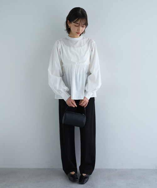 andme（アンドミー） ブラウス シャツ 2wayシアーペプラムシャツ
