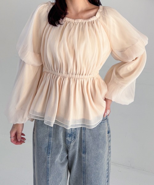 ブラウス シャツ シアーオフショルダーブラウス レディース 2way花柄刺繍シアーオフショルブラウス[pp226] | レディース