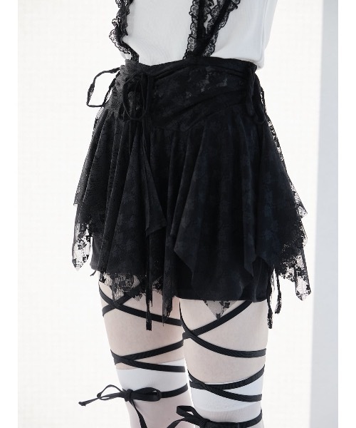 Lillilly スカート lilLilly スカート レースランダムヘムミニスカート : ZOZOTOWN