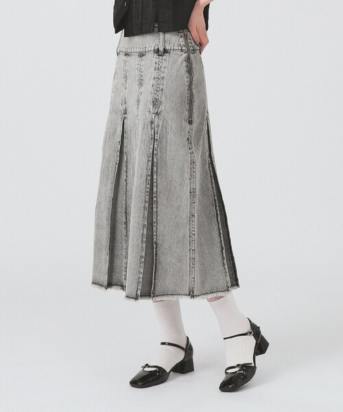 Ray BEAMS（レイ ビームス） デニムスカート デニム タック ミディアム