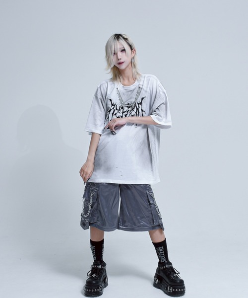 OUTLET SALE- 訳あり品など大放出 REFLEM tシャツ 「REFLEM/レフレム」チェーン付き顔料加工T トップス