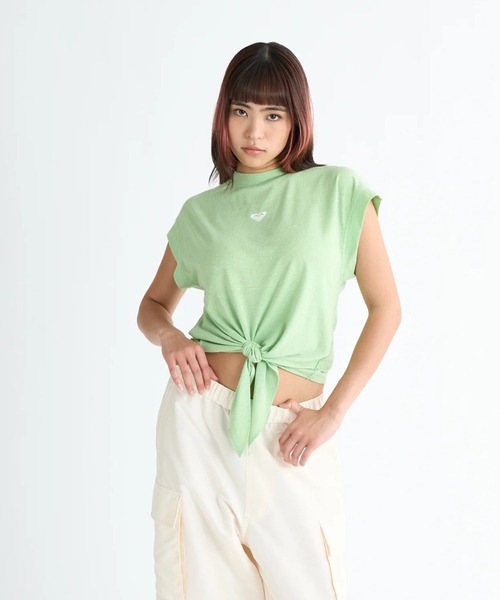 tシャツ 「ROXY/ロキシー」25SS RHYTHM OF LOVE/裾リボン付きノースリーブトップス レディース ROXY tシャツ RHYTHM OF LOVE/ロキシーショート丈裾リボン