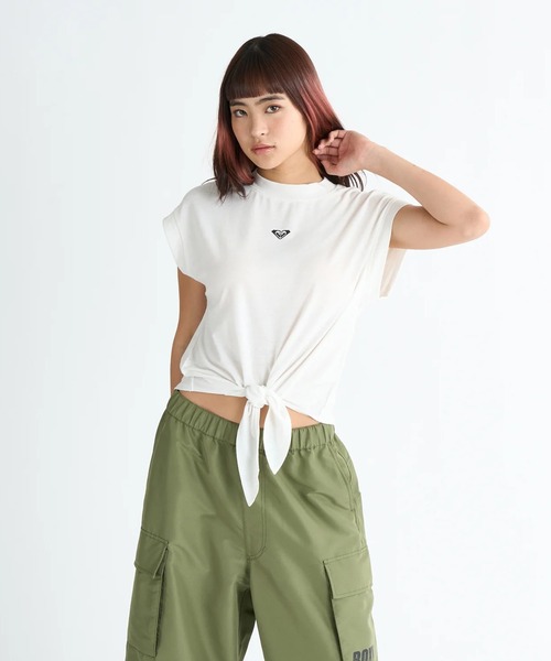 tシャツ 「ROXY/ロキシー」25SS RHYTHM OF LOVE/裾リボン付きノースリーブトップス レディース ROXY tシャツ RHYTHM OF LOVE/ロキシーショート丈裾リボン