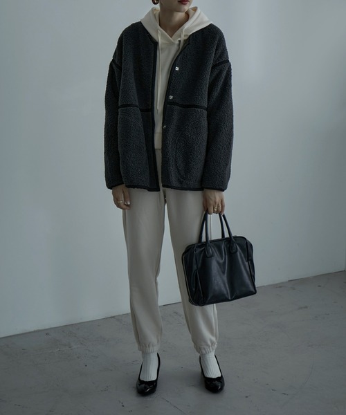 「etoll.」 ノーカラージャケット FREE アイボリー レディース_画像3