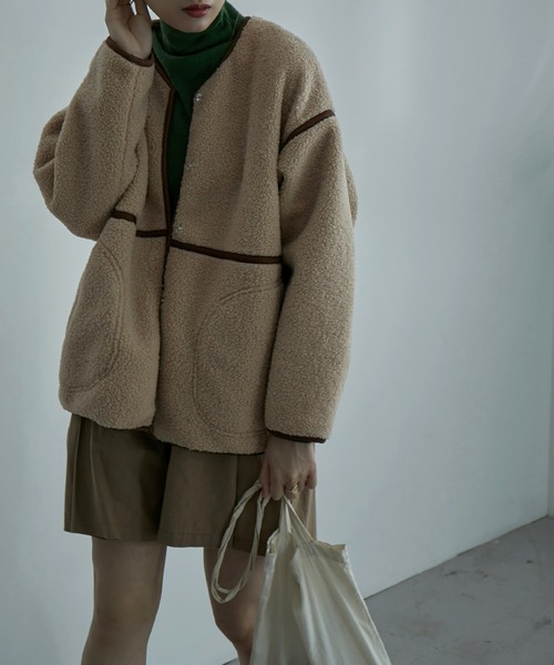 「etoll.」 ノーカラージャケット FREE アイボリー レディース_画像8