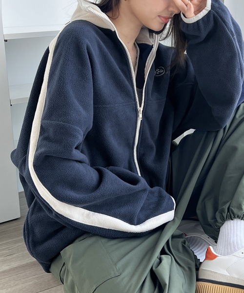 「Java」 ジップアップブルゾン LARGE ブラウン レディース