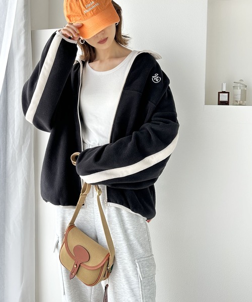 「Java」 ジップアップブルゾン LARGE ブラウン レディース