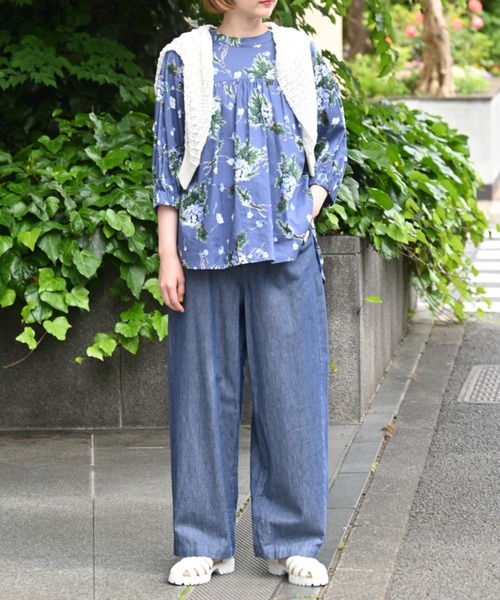 インゲボルグ 綿ローン 生成色 ピコフリル 7分袖 ブラウス セール】 【OUTLET】綿麻ローンピコフリルシャツブラウス （シャツ