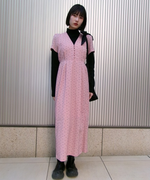 HONEY MI HONEY（ハニーミーハニー） ワンピース floral chiffon puff