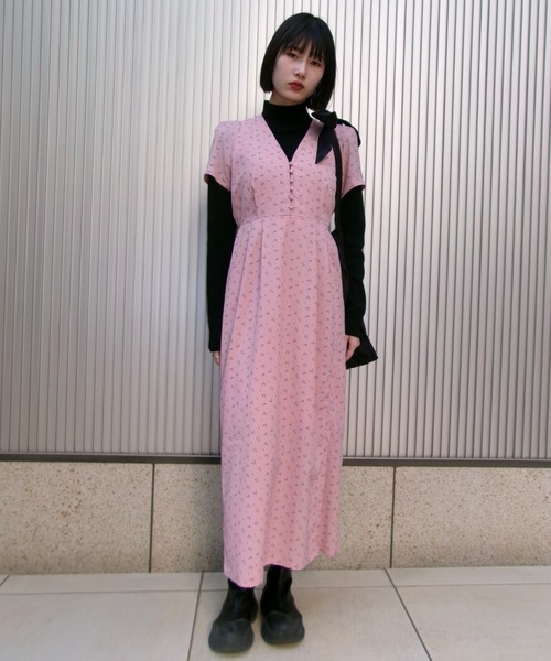 HONEY MI HONEY（ハニーミーハニー） ワンピース floral chiffon puff