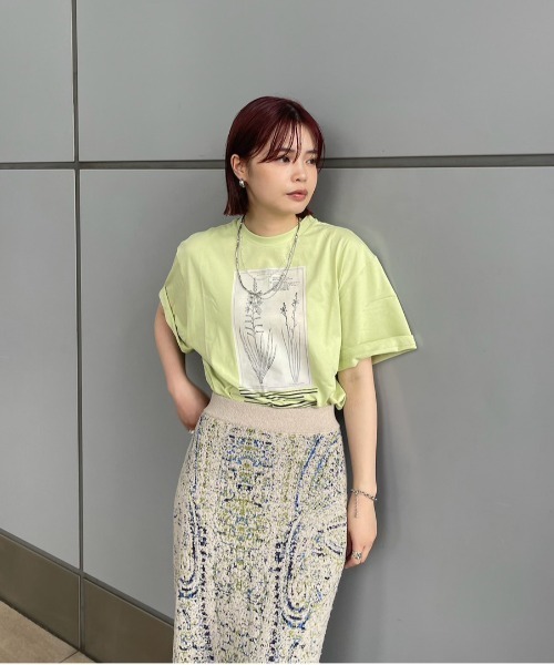 Ameri（アメリ） tシャツ CROP FRAME FLOWER TEE レディース