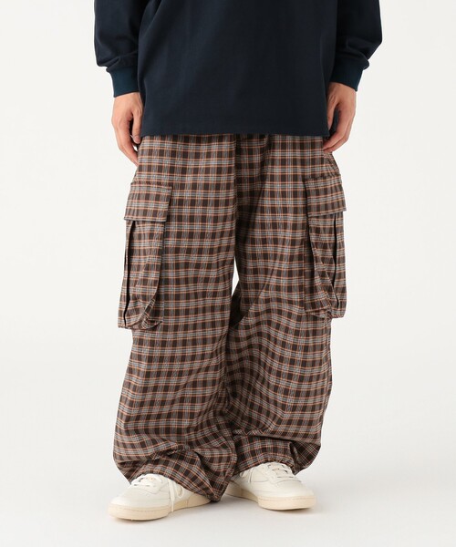 beams チェックカーゴパンツ 25ss 専用 BEAMS カーゴパンツ チェック カーゴ イージーパンツ メンズ
