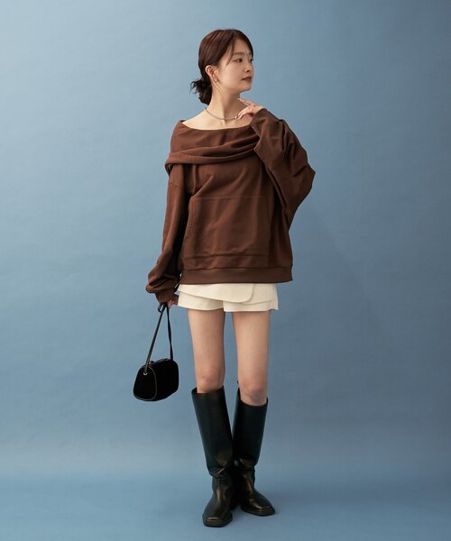 新品　mystic レイヤードミニスカパン　Sサイズ　ブラウン パル PAL 【mystic】レイヤードミニスカパン （brown