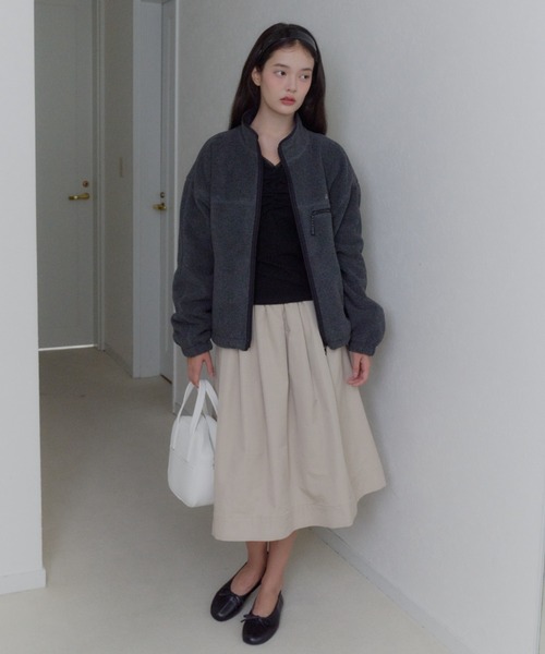 GIUNON ブルゾン アウター drawstring fleece zip-up jacket