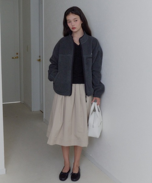 GIUNON ブルゾン アウター drawstring fleece zip-up jacket