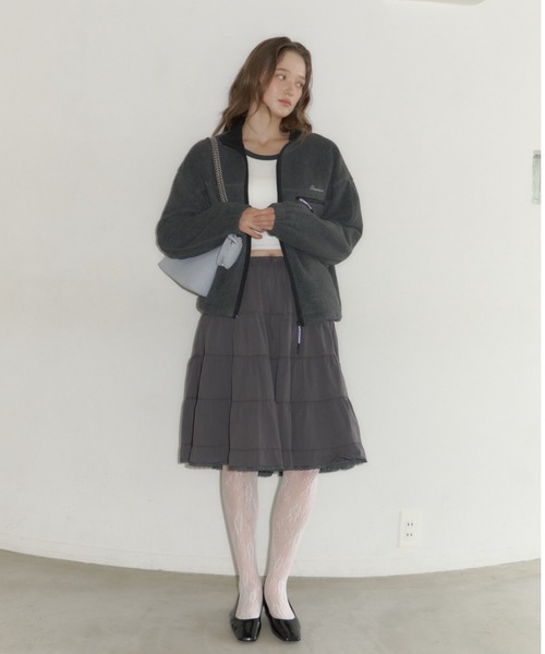 ジャケット・アウター GIUNON drawstring fleece zip-up jacket GIUNON ブルゾン アウター drawstring fleece zip-up jacket