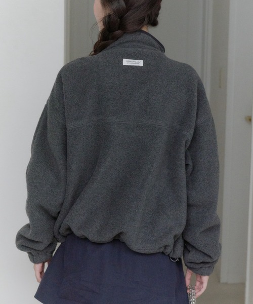 GIUNON ブルゾン アウター drawstring fleece zip-up jacket