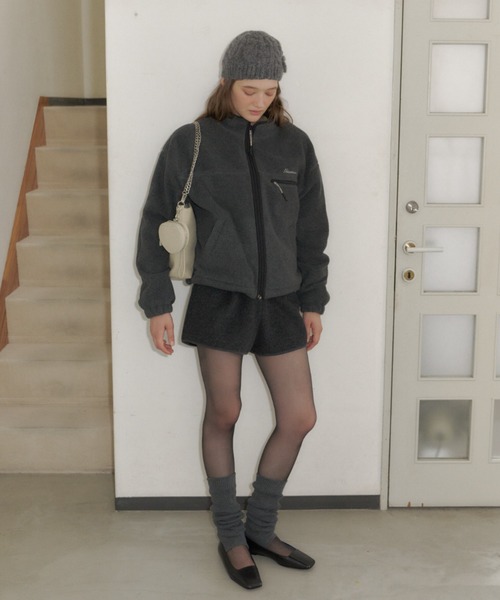 GIUNON ブルゾン アウター drawstring fleece zip-up jacket