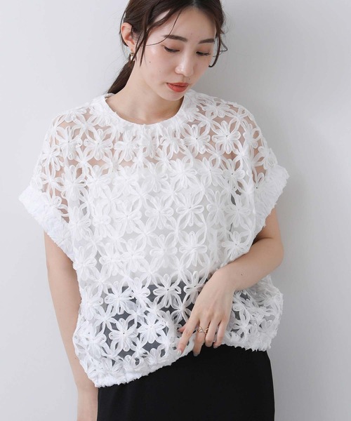 「Gready Brilliant」 半袖ブラウス 38 オフホワイト レディース_画像7