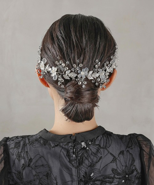 Kana クリア フラワー ビジュー パール ヘッドドレス ヘアアクセサリー