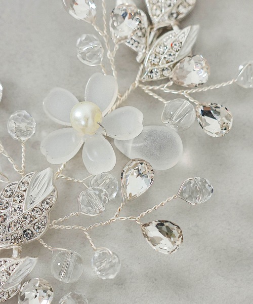 Kana クリア フラワー ビジュー パール ヘッドドレス ヘアアクセサリー