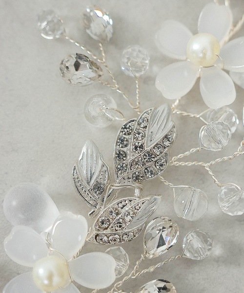 Kana クリア フラワー ビジュー パール ヘッドドレス ヘアアクセサリー
