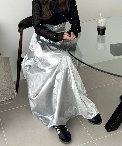 スカート メタリックギャザーフレアスカート : ZOZOTOWN Yahoo!店