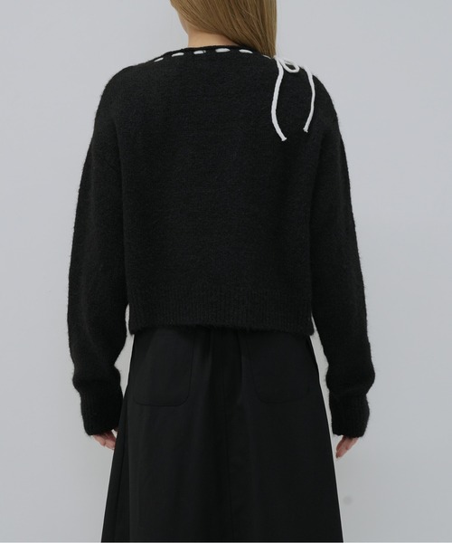 Enewd nina ニット セーター ボートネック風リボン編み上げニット 