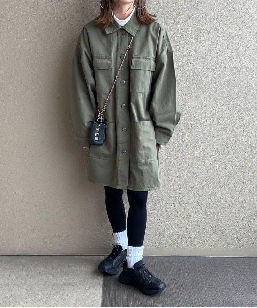 [feepur by saya] пальто с отложным воротником MEDIUM хаки женский 