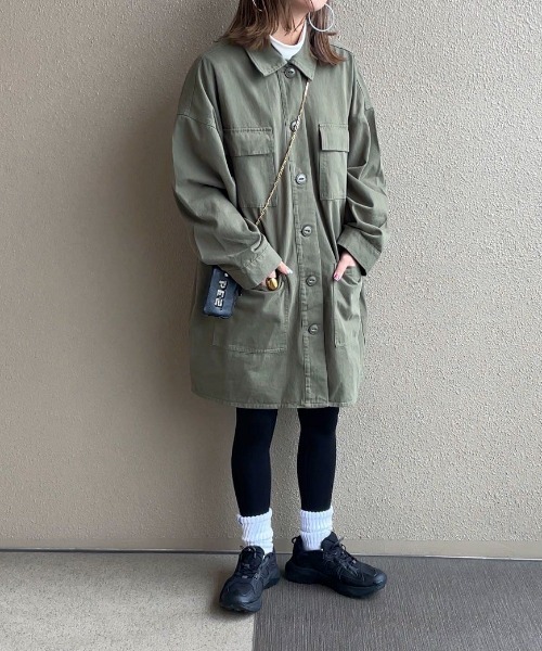 [feepur by saya] пальто с отложным воротником MEDIUM хаки женский 