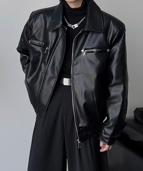 NOWLE（ノウル） 革ジャン ライダース 「NOWLE」襟付き シングル