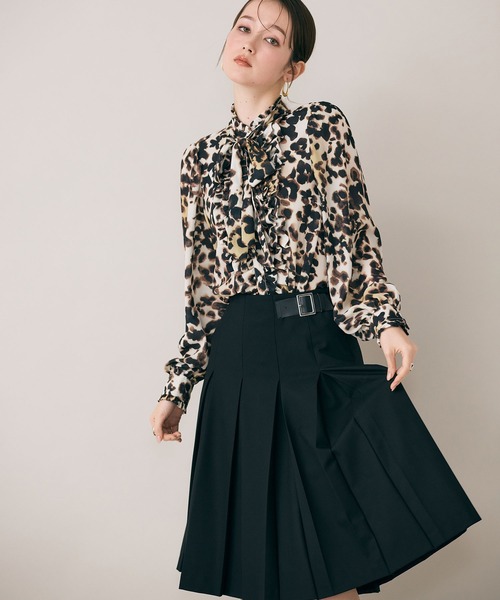 オーディア ミューズ（Audie a Muses）/ボックスプリーツ合皮ベルト付きスカート Audie a Muses（オーディア ミューズ） スカート ボックスプリーツ合皮