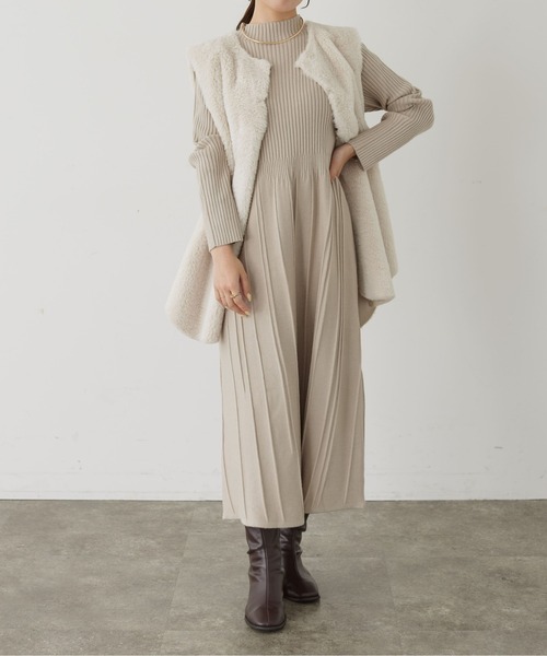 「Thevon」 ニットワンピース FREE モカ レディース_画像8