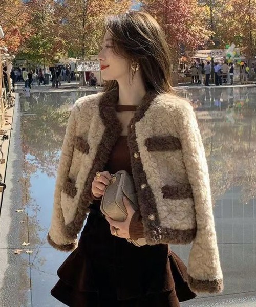 AsheKsha ブルゾン アウター 「新作」フェイクウールショート