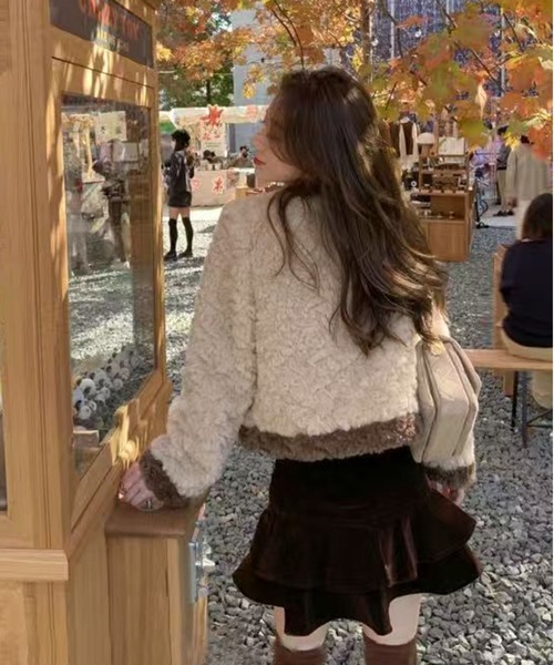 AsheKsha ブルゾン アウター 「新作」フェイクウールショート