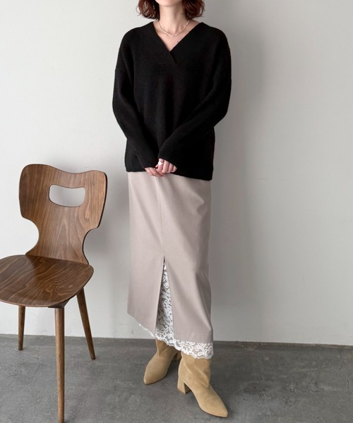 【NEW】ドゥ アルシーヴ（Doux archives）/裾レースタイトスカート DOUX ARCHIVES（ドゥアルシーヴ） スカート 裾レースタイトスカート