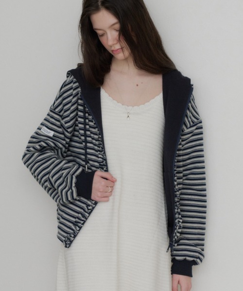 GIUNON パーカー reversible drawstring zip hoodie / リバーシブル