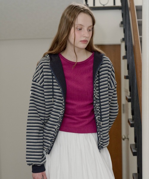 giunon リバーシブルドロストジップフーディー パーカー GIUNON パーカー reversible drawstring zip hoodie / リバーシブル