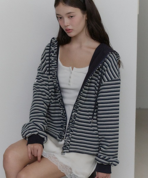 giunon リバーシブルドロストジップフーディー パーカー GIUNON パーカー reversible drawstring zip hoodie / リバーシブル