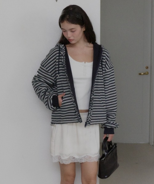 GIUNON パーカー reversible drawstring zip hoodie / リバーシブル
